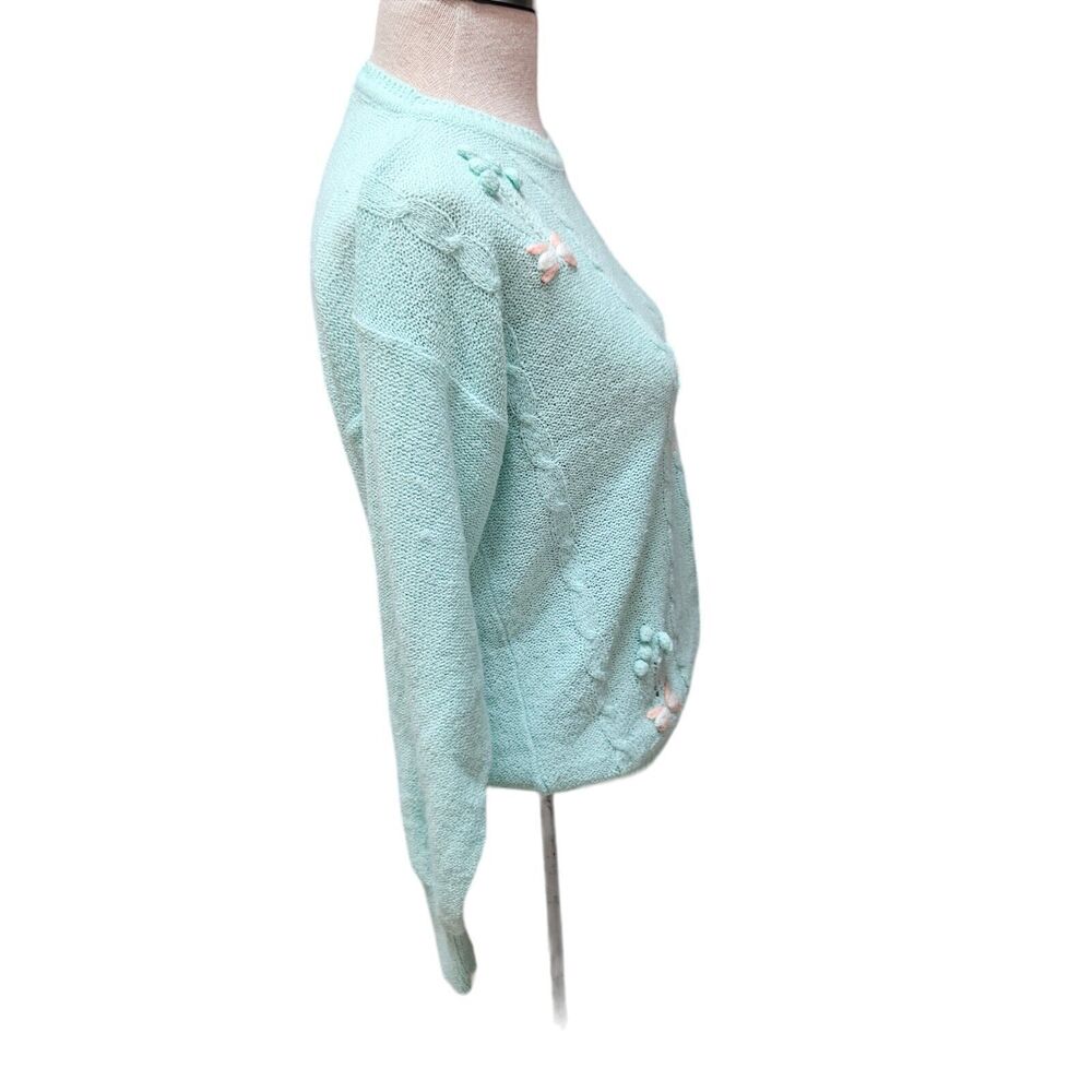Vintage Pullover Mint Green Sweater Butterflies Size S Fantastik Cottagecore - Picture 3 of 11